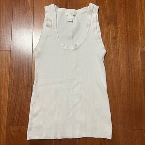 H&M Basics Ribbed Knit White Tank Top